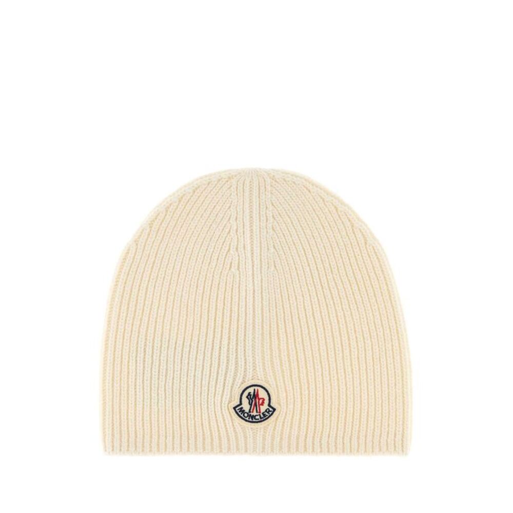 Moncler Men Ivory Wool Beanie Hat